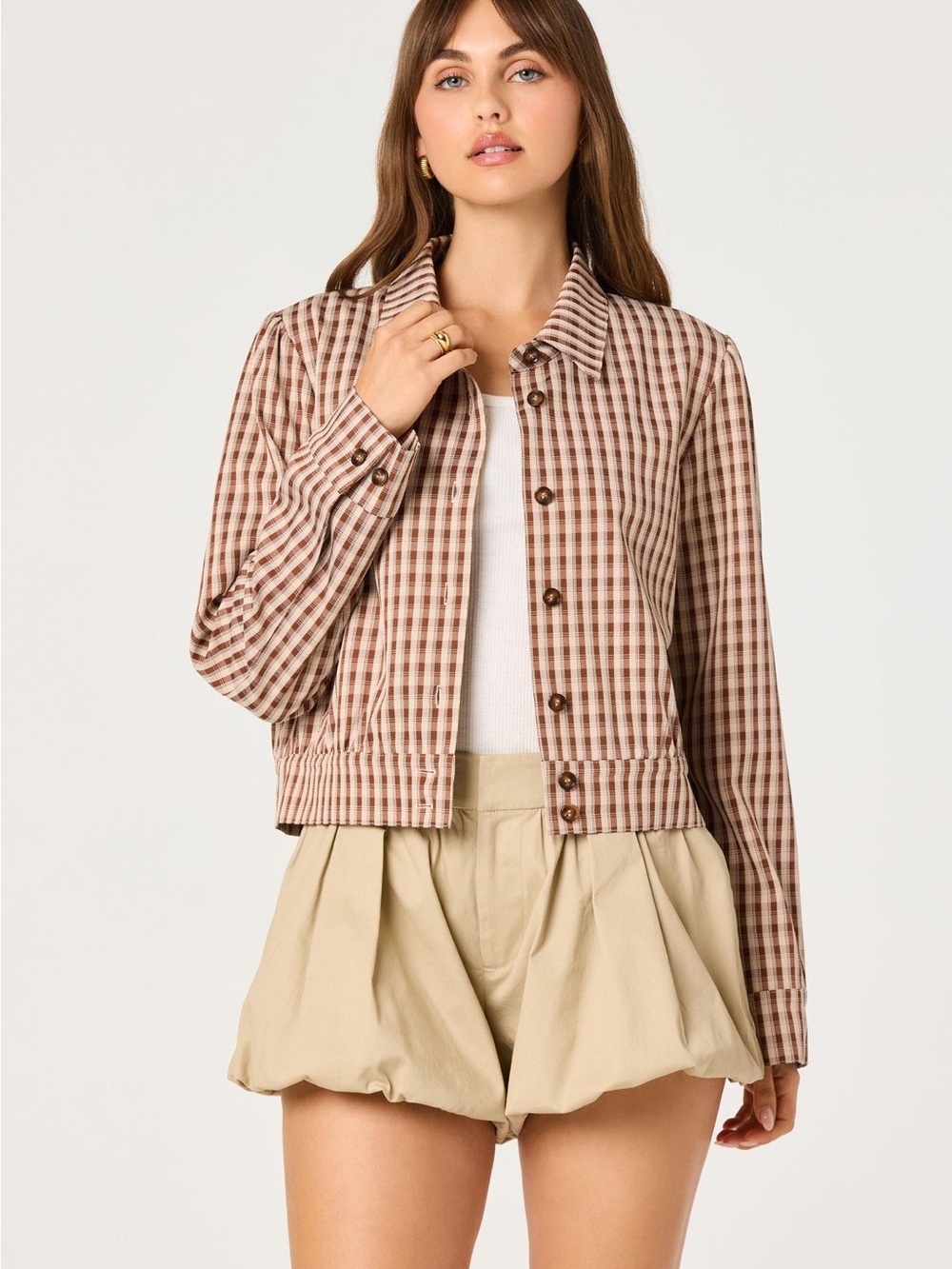 ASTR Jesse Cropped Jacket Brown